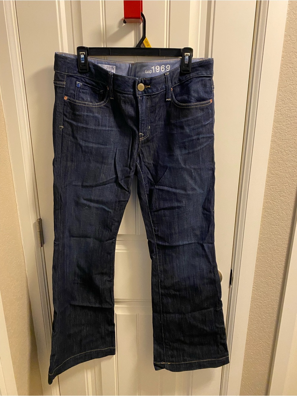 Gap 1969 Jeans 29 8 Long Lean Stretch Dark Blue Denim Flare Leg 8a 33 X 30